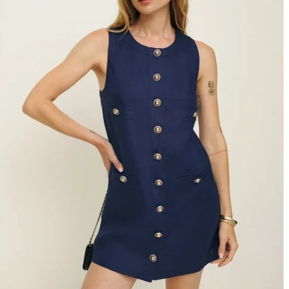 chinese dress ladies Rent The Selia Green Linen Dress By Reformation